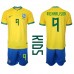Maillot de foot Brésil Richarlison #9 Domicile vêtements enfant Monde 2022 Manches Courtes (+ pantalon court)